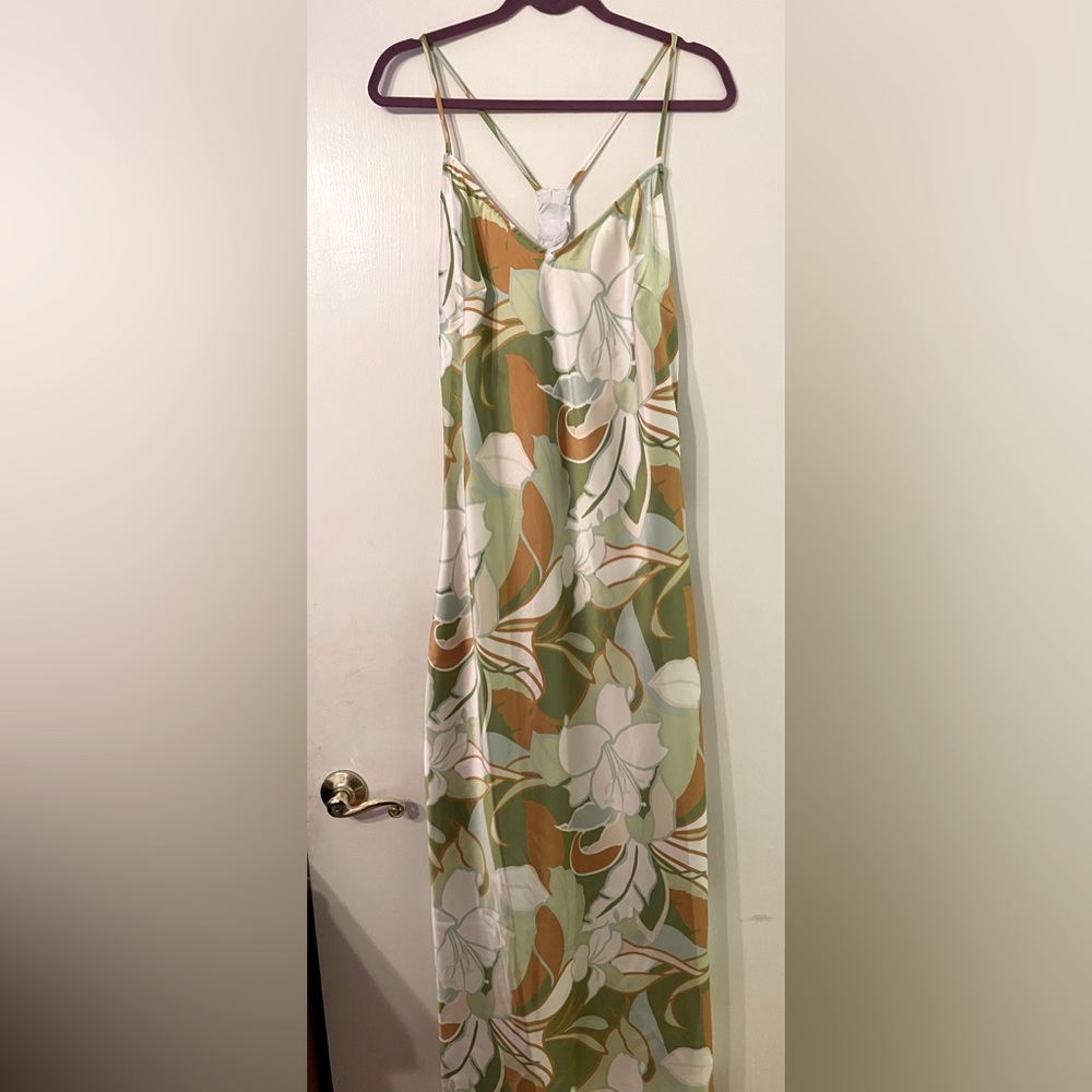 NWT Forever 21 Floral Satin Maxi Dress Plus Size 0X